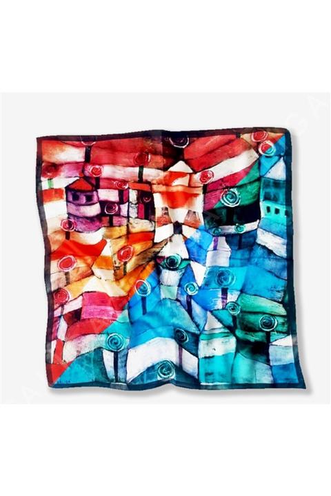 Galiga Unisex Mavi Desenli Fular