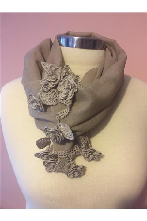 KAFTAN TAKI TASARIM Papatya Çiçeği Modeli Tığ Işi Fular