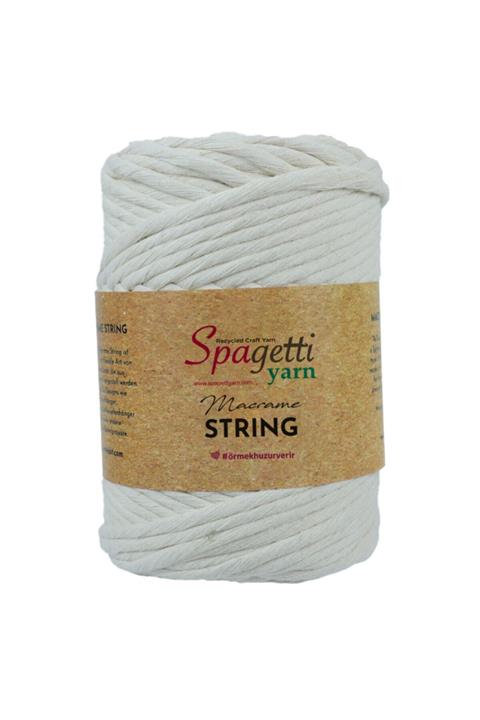 Spagettiyarn Ekru Makrome Tek Büküm 5mm