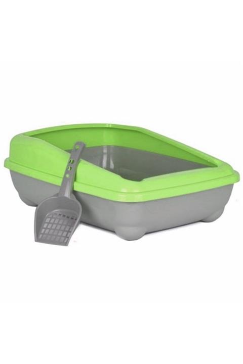ATLANTİK Kedi Tuvalet Kum Kabı 50/37/13.5 Cm Açık Yeşil Kürek