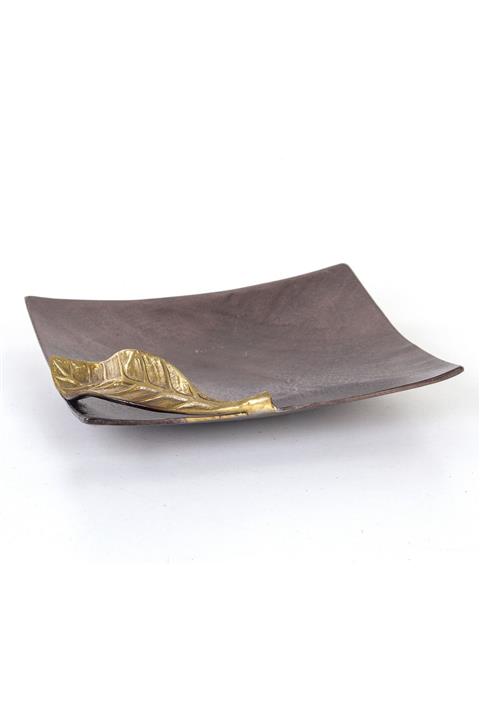 Euro Flora Yapraklı Metal Tepsi Kare 31x30x8,5 Cm