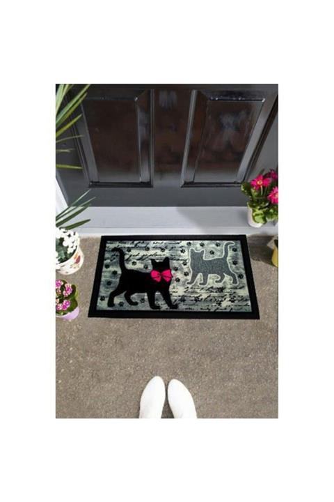 Patavat Siyah Kedili Paspas Italyan Kapı Önü Paspası