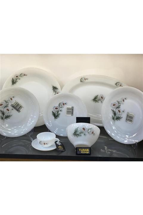 TURAB Arcopal Fransız Papatyalı 6 Kişilik Yemek Takımı