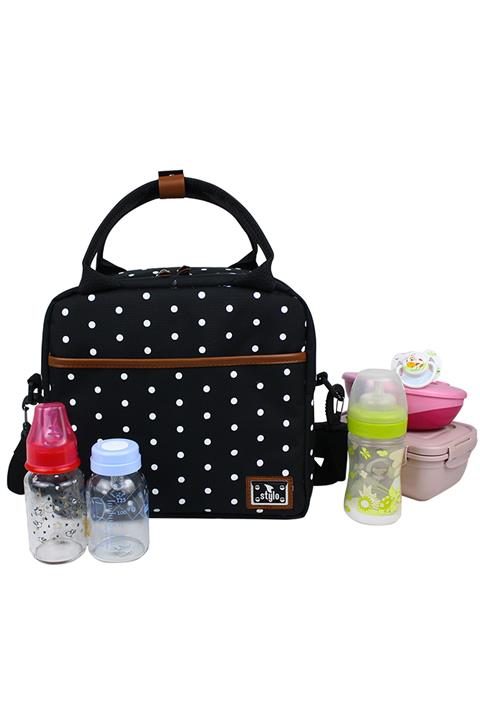 Stylo Unisex Siyah Food Bag Mama Ve Çok Amaçlı Yemek Taşıma Termos  Bebek Bakım Çantası