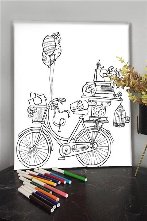 KanvasSepeti Bisiklet 1 40x30cm Çocuklar Için Özel Boyanabilir Tablo Tuval Mandala Kalem Hediyesi Yoktur.