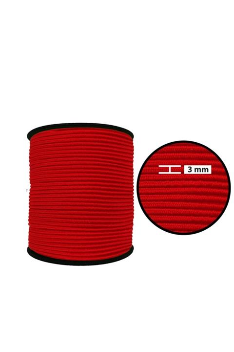 Hobizubi 3 Mm Yuvarlak Lastik-100 Metre Kırmızı Yuvarlak Lastik