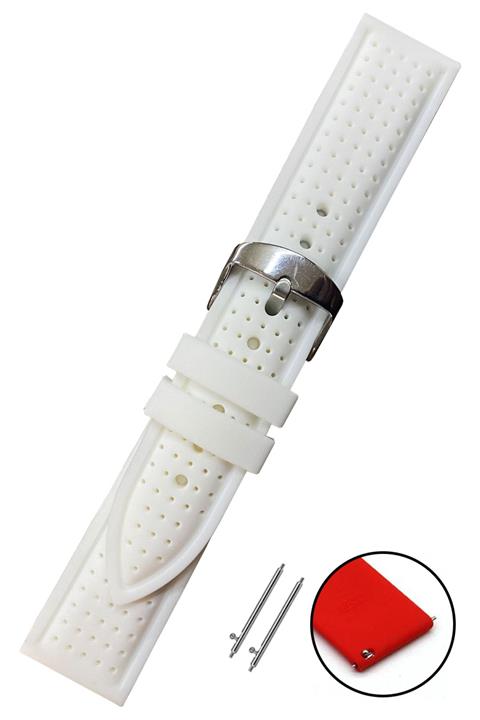 Trendburada Emporio Armani 24mm Saat Uyumlu Beyaz Renk Delikli Spor Silikon Saat Kordonu Kayışı