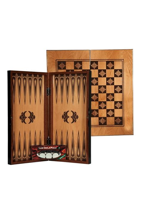 FLY BAZAAR Sedef Yakma Tavla Büyük Boy - Ahşap Tavla