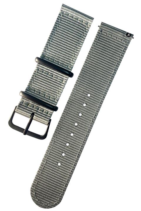 ESCAPE Saat Uyumlu 18mm Gri Renk Siyah Tokalı Akıllı Pimli Nato Kumaş Örme Hasır Saat Kordonu Kayışı