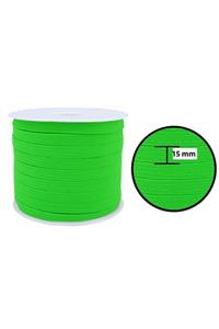 Hobizubi 15 Mm Neon Yeşil Yassı Lastik - 50 Metre