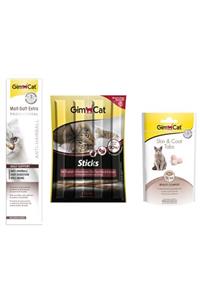 Gimcat Malt Paste Kedi Macunu 100 gr + Sticks Hindi Etli 20 gr + Skin & Coat Tabs 40 gr Kedi Ödülü