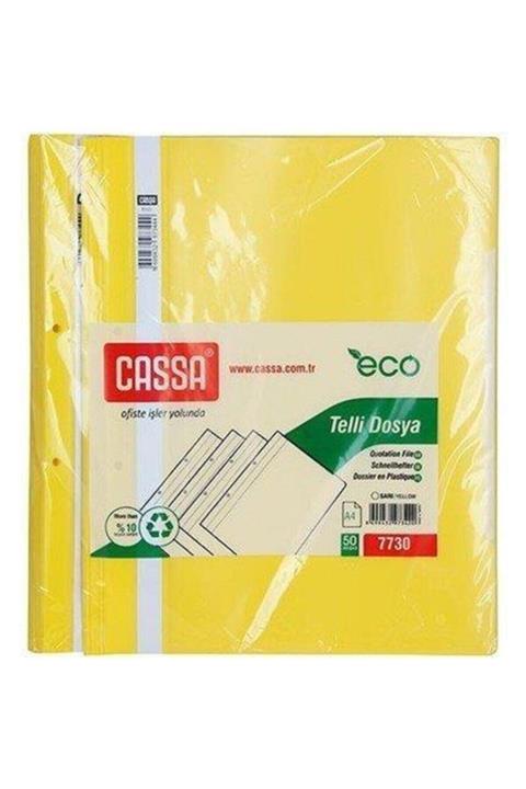 Cassa Plastik Telli Dosya Sarı 50'li 1 Paket ( 50 Adet )