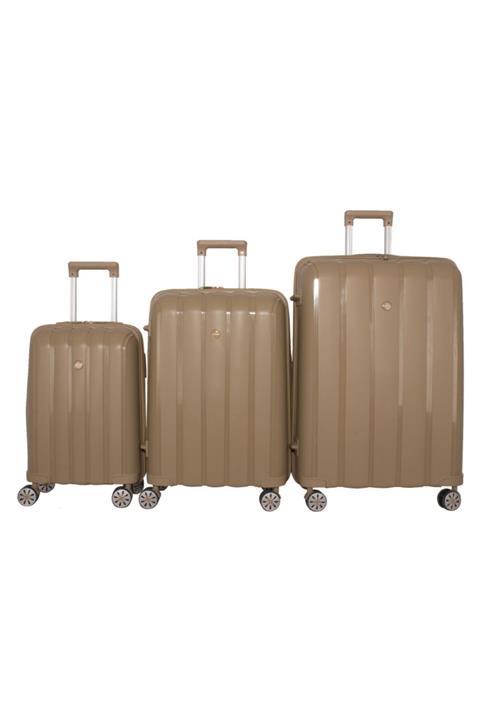 MÇS Lüx Kırılmaz Şampanya 3'lü Pp Valiz Seti - V305