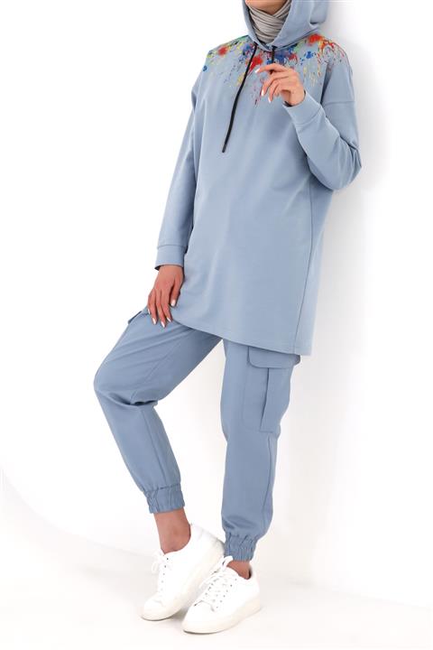 ALLDAY Açık Mavi Renkli Baskılı Sweat Tunik