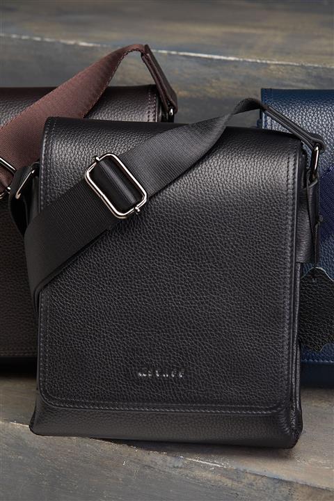 A STAFF Erkek % 100 Hakiki Deri Siyah Postacı Çantası Çapraz Omuz Askılı 17cm X 22cm X 9cm