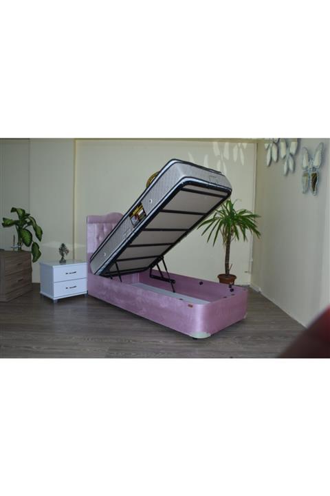 BENGİ TİCARET Bengi Baza Başlık Tay Tüyü Turkuaz Pedli Ort Coton Kumaş Yatak 100*200