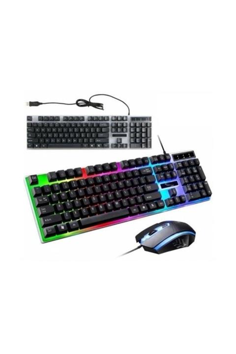 POLYGOLD Pg-8017 Oyuncu Isıklı Klavye Mause Seti Klavye + Mouse Seti