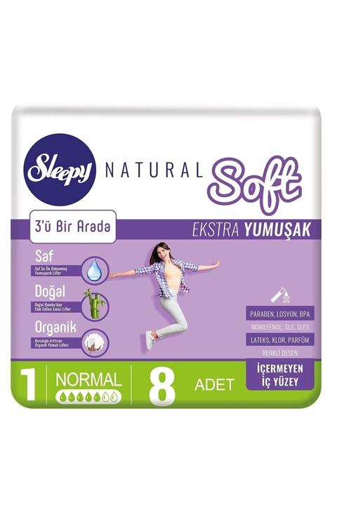 Sleepy Natural Soft Ekstra Yumuşak Normal Ped 8'li *4 Paket