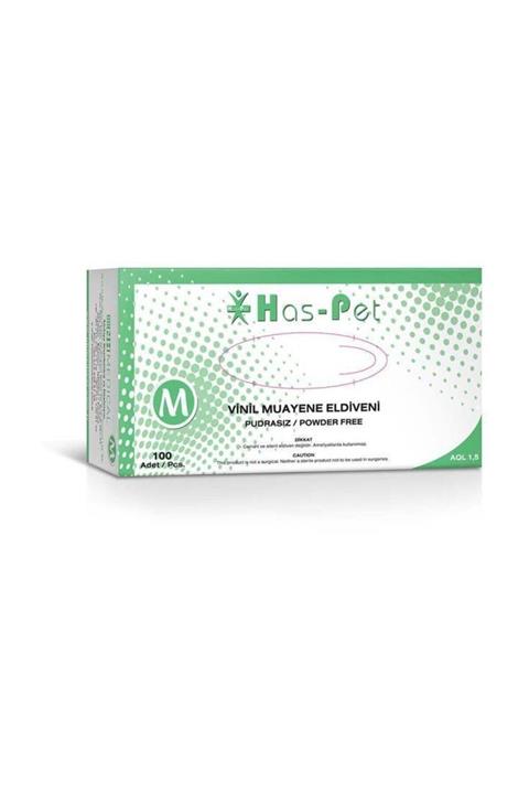 HasPet Vinil Muayene Eldiveni Pudrasız Orta Boy Medium 100'lü 10 Paket