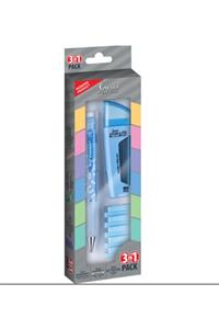 Lamy Serve Üçgen Baskılı Deep Double Erase Steps 3'lü Set Gece Mavisi