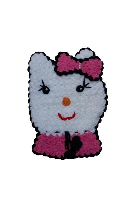 4CAN Beyaz Pembe Hediyelik Çeyizlik Inci Süslemeli Hello Kitty Model El Örgüsü Banyo Kese Model Lif