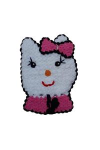 4CAN Beyaz Pembe Hediyelik Çeyizlik Inci Süslemeli Hello Kitty Model El Örgüsü Banyo Kese Model Lif