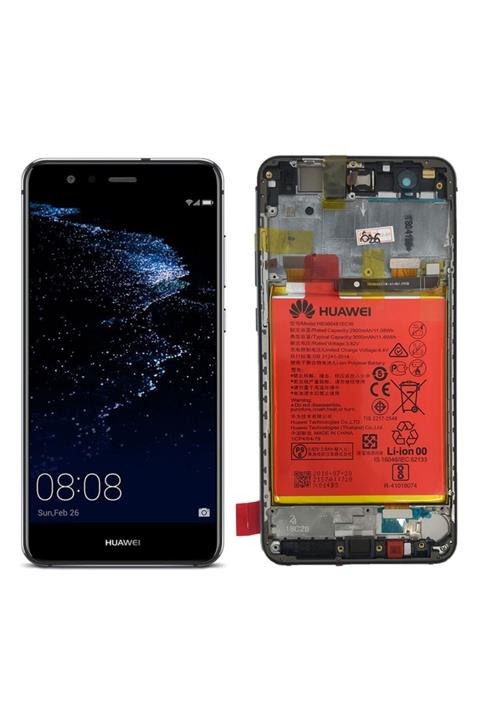 Huawei P10 Lite Uyumlu  Lcd+dokunmatik Lens+orta Kasa+batarya - Siyah