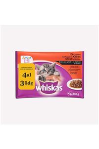 Whiskas Etli Seçenekli Multipack Yaş Yavru Kedi Maması 4'lü Paket