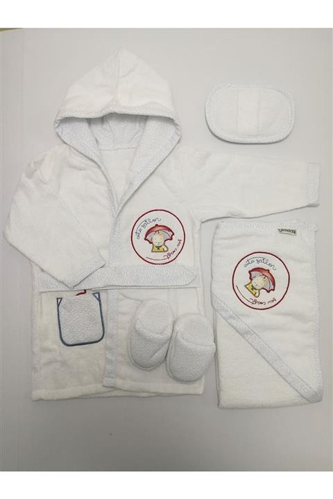 Bebitof 30020 Kırmızı Şemsiyeli Bornoz Seti