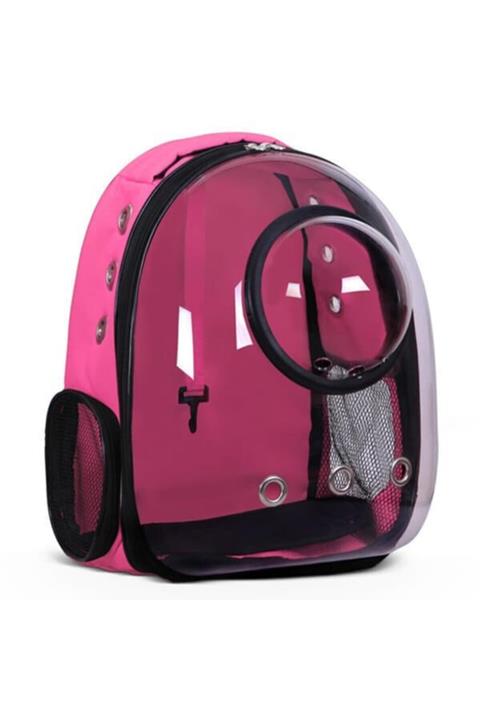 Glipet Fanuslu Şeffaf Astronot Kedi Köpek Taşıma Çantası 42x22x33 Cm Pembe
