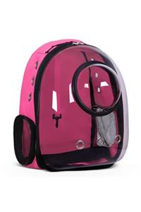Glipet Fanuslu Şeffaf Astronot Kedi Köpek Taşıma Çantası 42x22x33 Cm Pembe