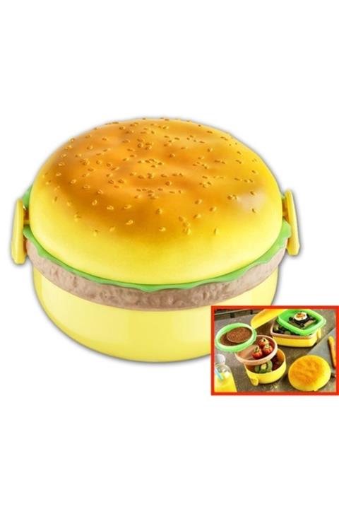 bermeks Beslenme Kabı Hamburger Görünümlü 3 Bölmeli