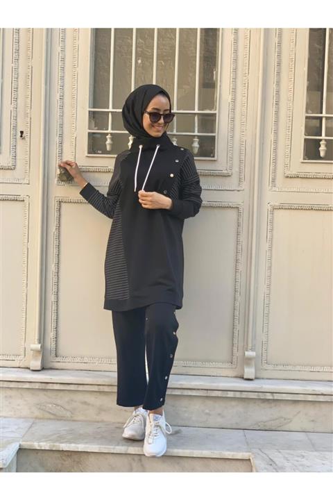 Katre Moodbasıc Düğme Detaylı Eşofman Takım