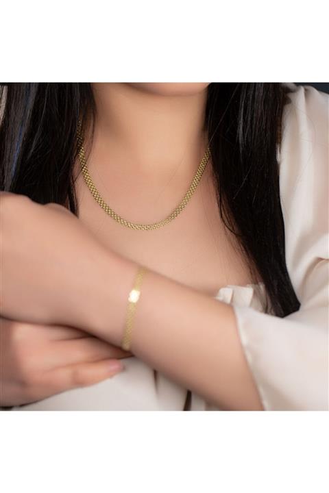 Arden Gold Altın Zincir Kolye Ve Bileklik Takım - Mnk088