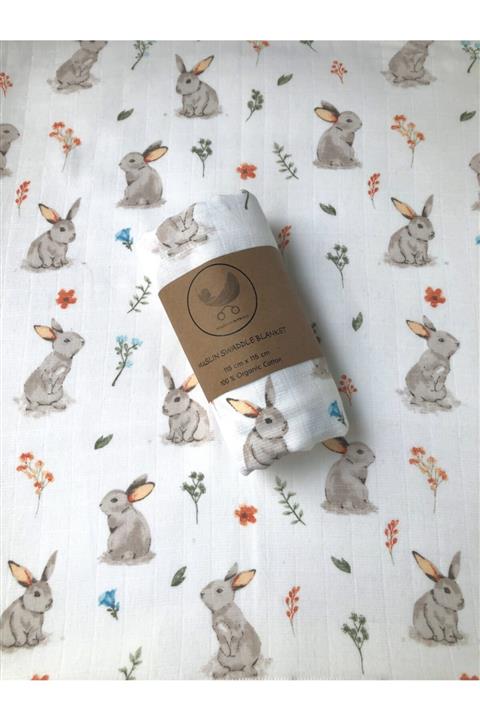 Muslinbabies Tavşanlı Müslin Örtü  115x115 cm