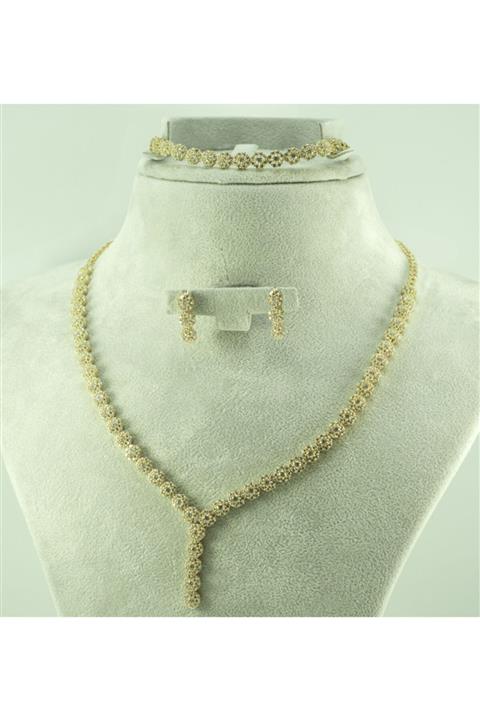 Çelikoğlu Kuyumculuk Kadın Taşlı 14 Ayar Altın Üçlü Set