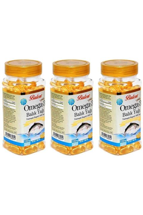 Balen 3 Adet Omega 3 Balık Yağı 100 Kapsul 1380 Mg