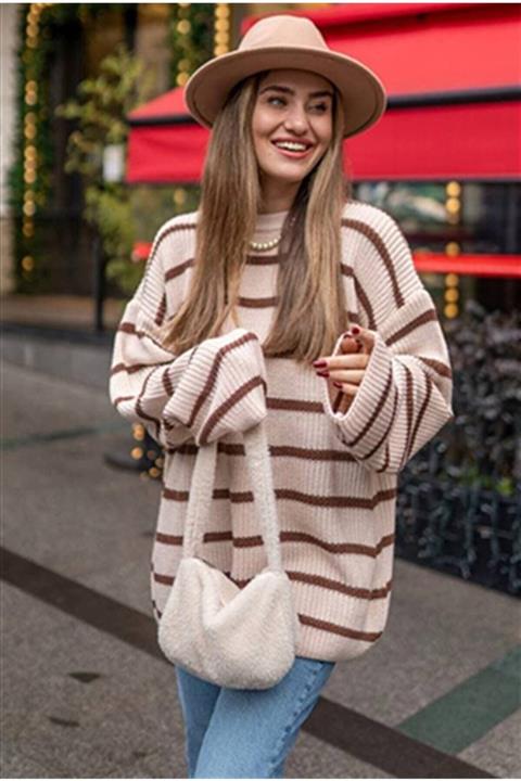 modawillow Kadın Krem Triko Kazak - Mw5021mw