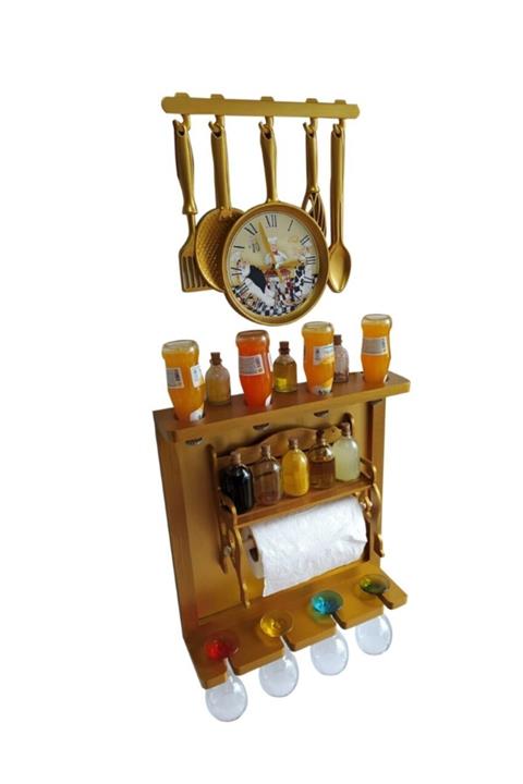 Bahat Altın Varaklı Mutfak Rafı Terek