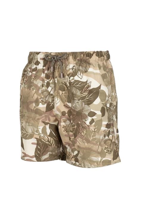 Exuma Unisex Haki Renk Desenli Deniz Şort