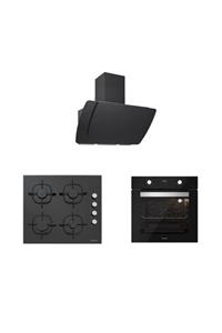 Silverline Siyah Cam Ankastre Set 5 Yıl Garanti (3373 Misto 60+cs5335b01+bo6502b02)
