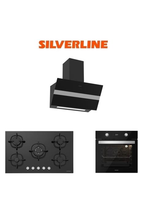 Silverline Siyah Cam Ankastre Set (3472 Bold 60+cs5364b01+bo6504b01)