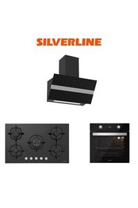 Silverline Siyah Cam Ankastre Set (3472 Bold 60+cs5364b01+bo6504b01)