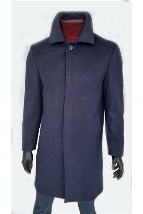 MONTİERO Erkek Koyu Lacivert Gömlek Yaka Kaşe Palto