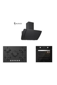 Silverline Siyah Cam Ankastre Set (3373 Mısto 90+cs5365b01+bo6502b02)