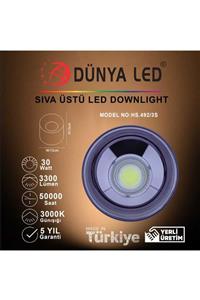 DÜNYA LED Hs.492/3-s 30w Sıva Üstü Led Downlıght Siyah Iç 3000k Günışığı