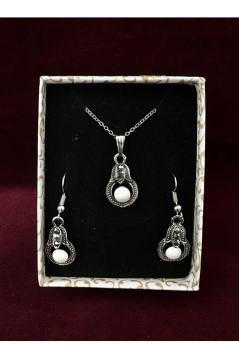 AKTAS Lületaşı Margazit Kolye  Küpe  Set