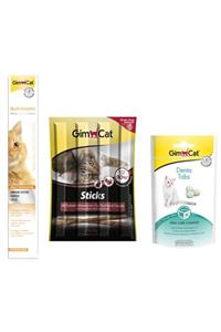 Gimcat Multi Vitamin Paste 100 gr + Sticks Hindi Etli 20 gr + Denta Tabs 40 gr Kedi Ödülü