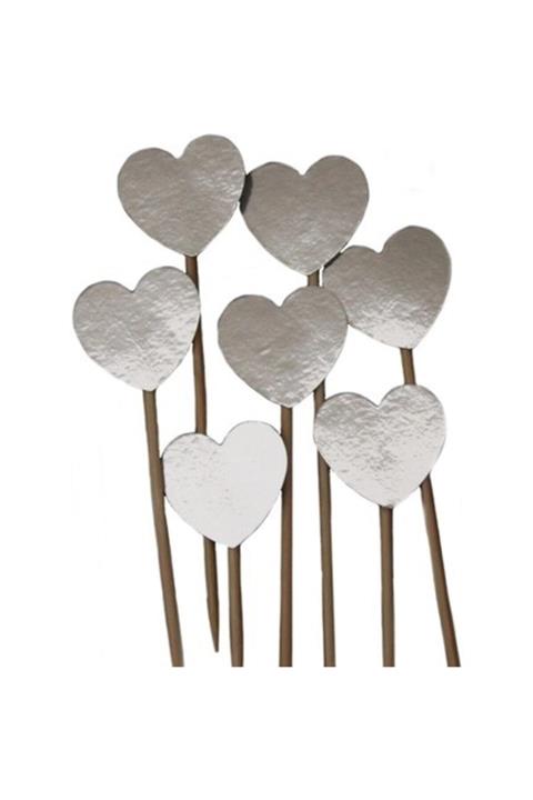 YAŞARMEDYA Gümüş Renk Kalp Şekilli Kürdan Süs 15 Adet