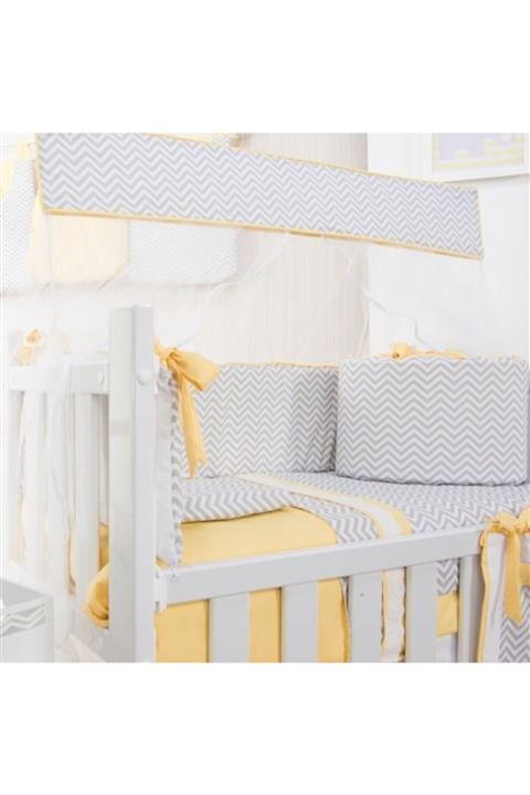 AYZEN HOME Gri Zikzak Ve Sari Kombin Nevresim Ve Korumalik